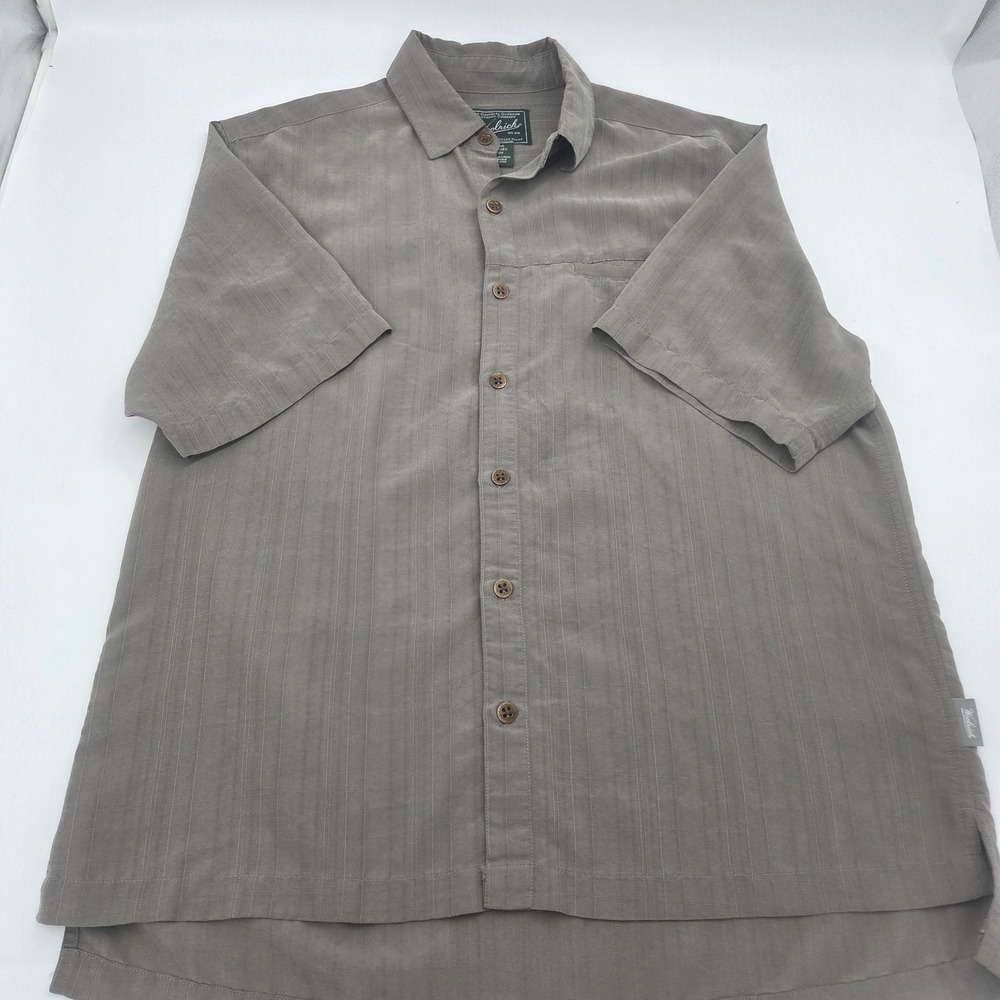 Woolrich Mens Button Down Short Sleeve Sleeve Shirt Modal Olive Green Size M